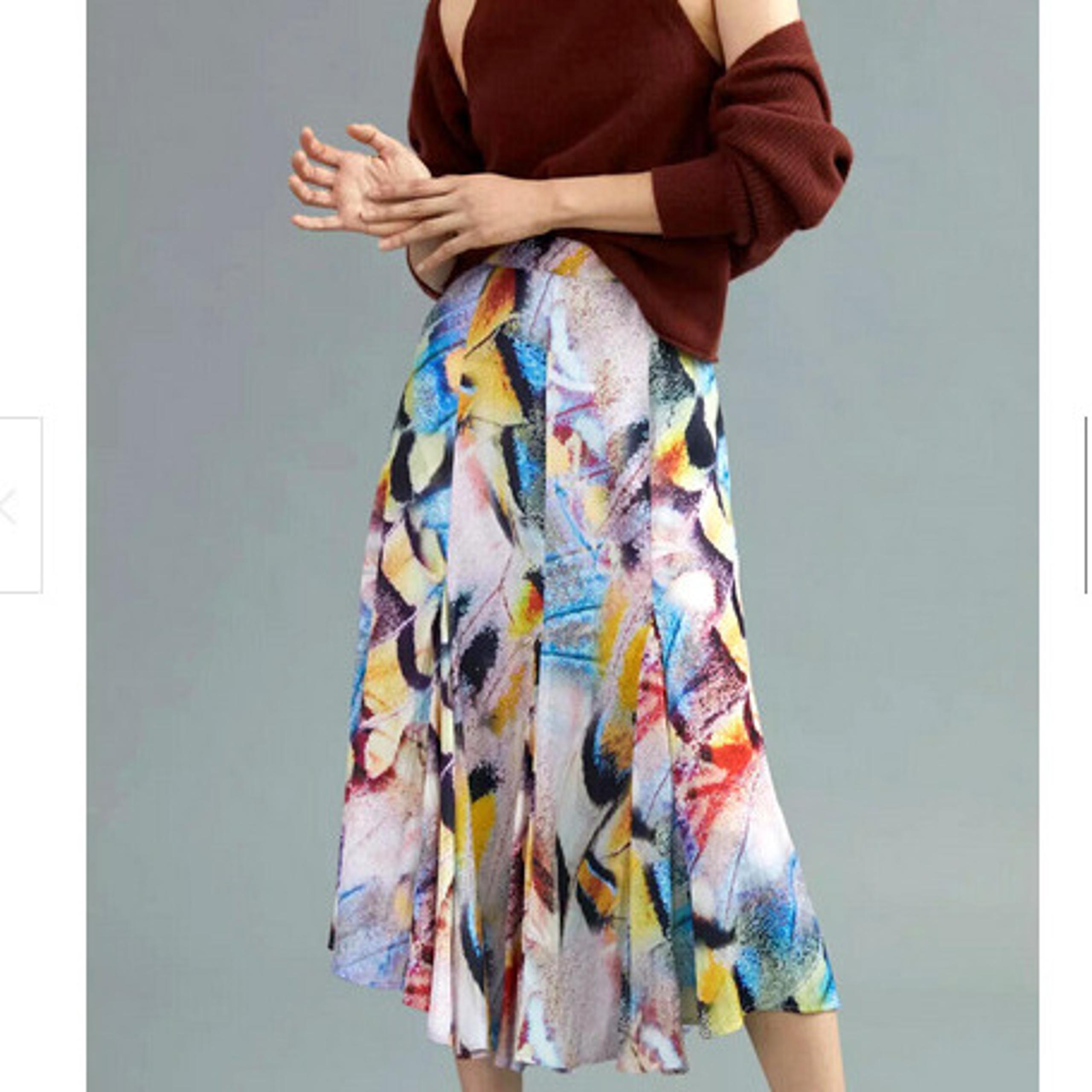 NWT Anthropologie 10 A-Line Midi Skirt Watercolor Art Vibrant Abstract 160$