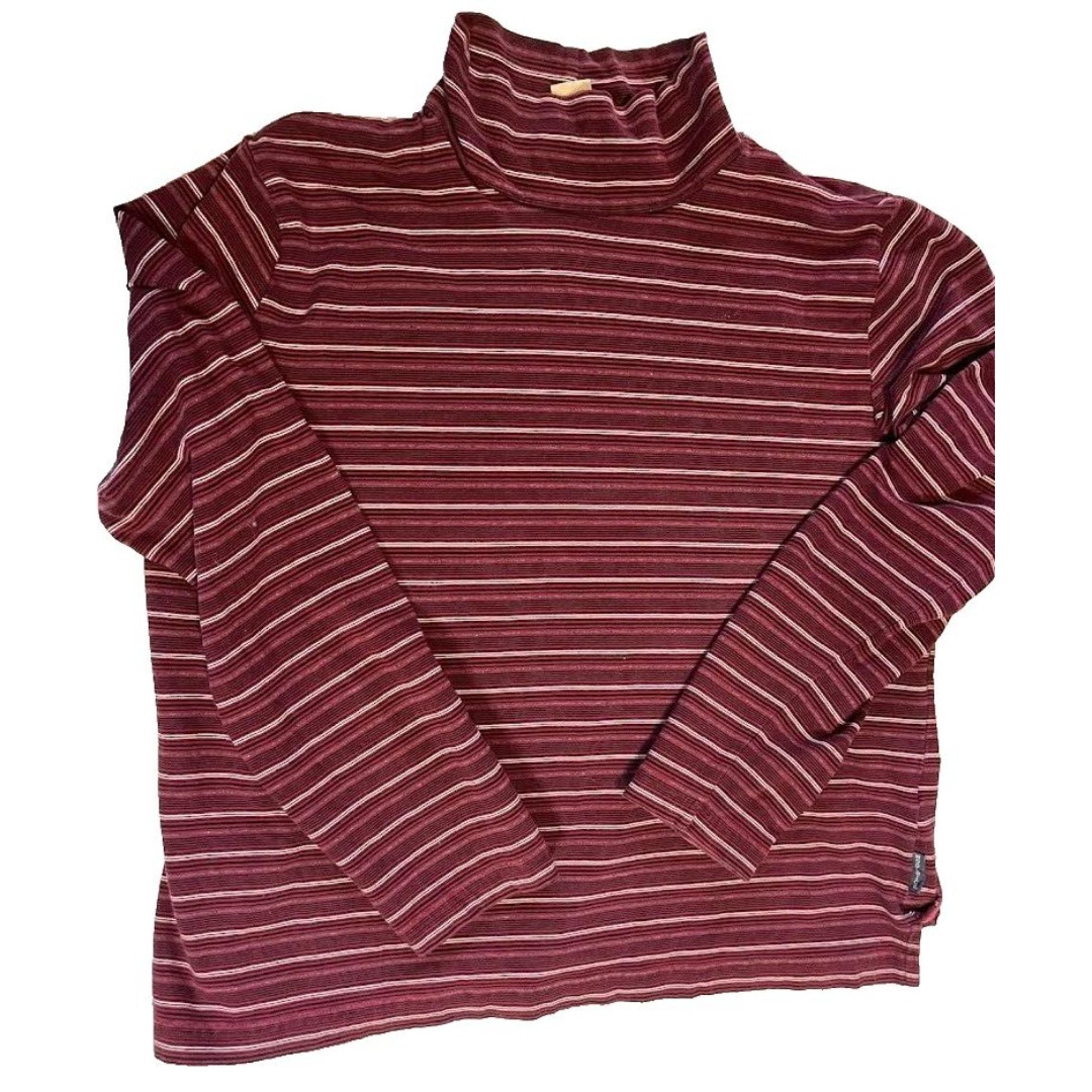 Woolrich Gorpcore Cozycore Normcore Rust Striped Long Sleeve Turtleneck Top XL