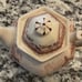 RARE English pink transferware teapot/cup 5.5x7.5”/castle/Lion shield marking