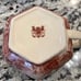 RARE English pink transferware teapot/cup 5.5x7.5”/castle/Lion shield marking
