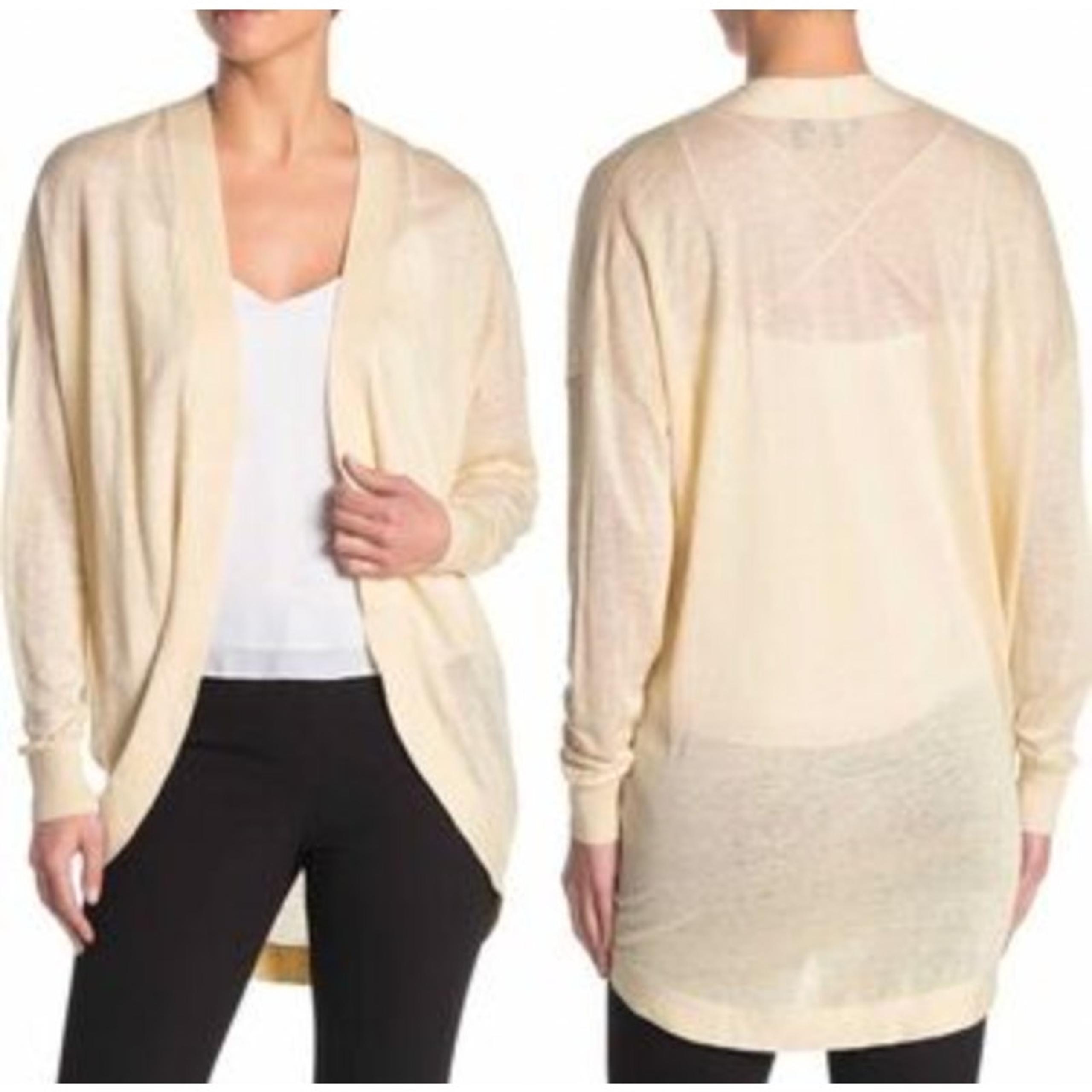 Theory Womens Sag Harbor Cardigan Small Cream Sweater Open Front Waterfall NWT