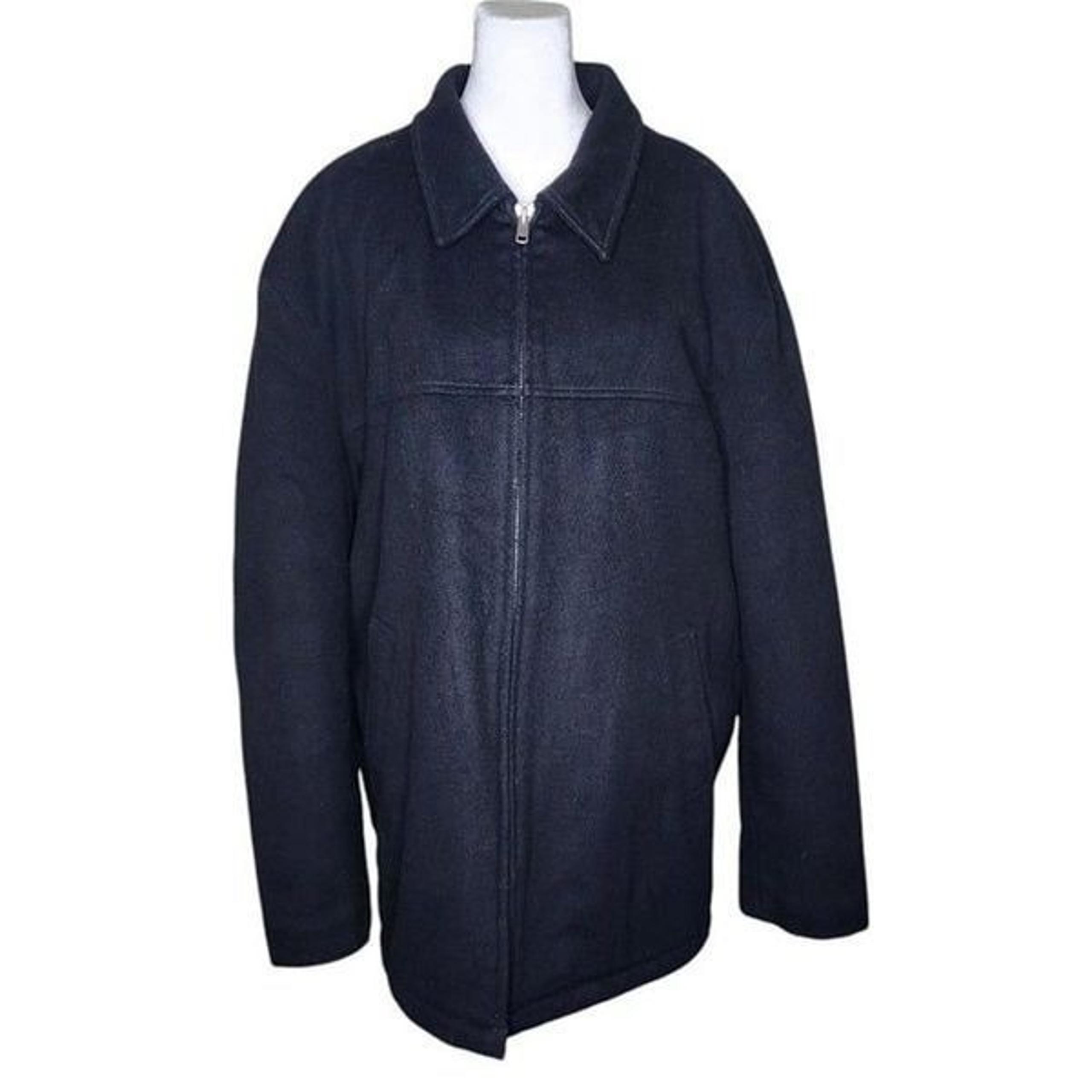 Vintage J Crew Zip Up Wool Winter Car Coat Mens Size L Black
