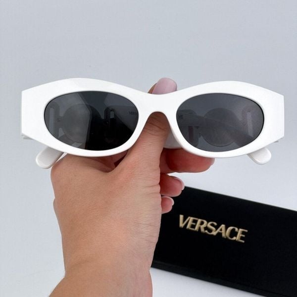 Versace VE4480U 314/87 BRAND NEW Sunglasses White Dark Grey Oval Unisex