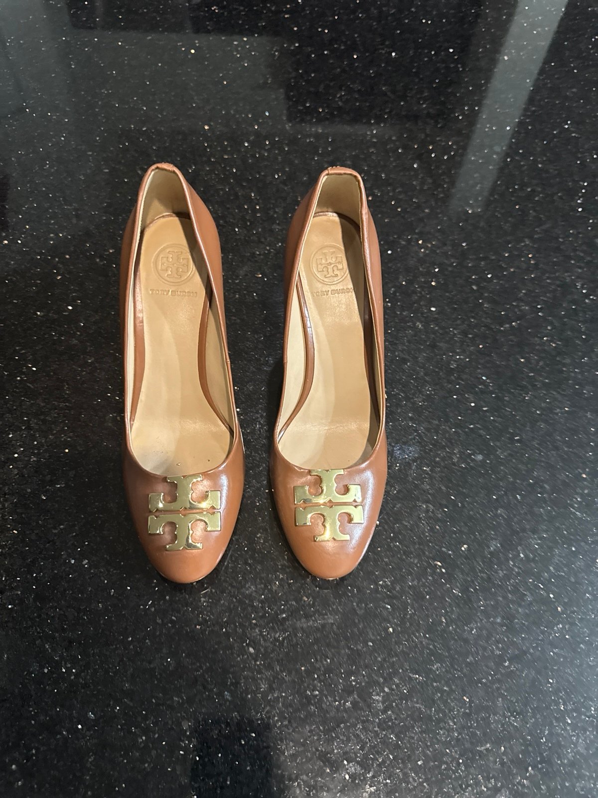 Tory Burch Brown Leather Wedge Shoes Size 5 Women’s