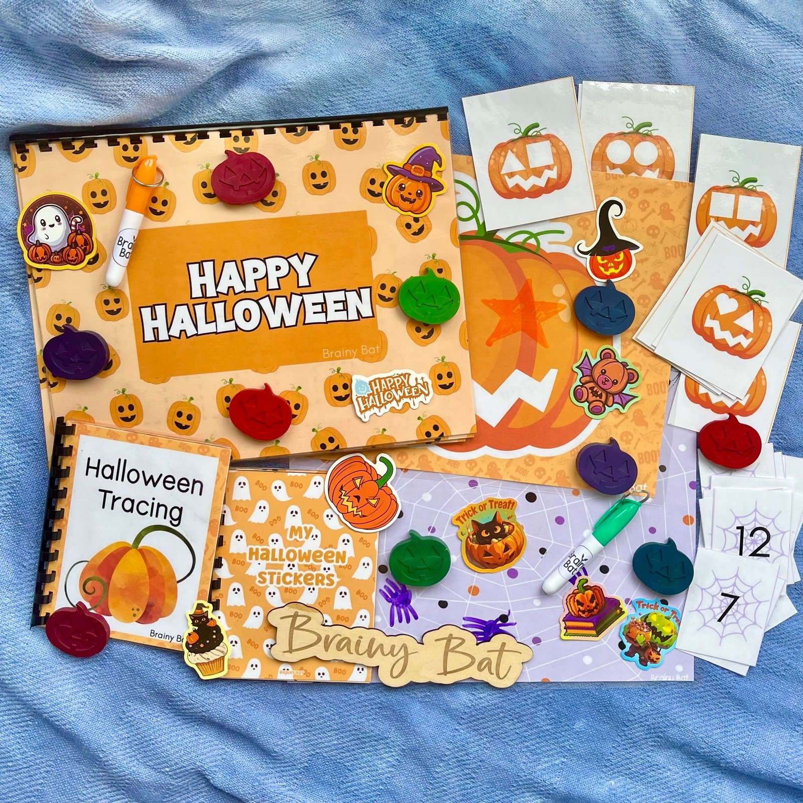 Educational Halloween Bundle - Early Learning Budy Book, Sticker Book, Playmat