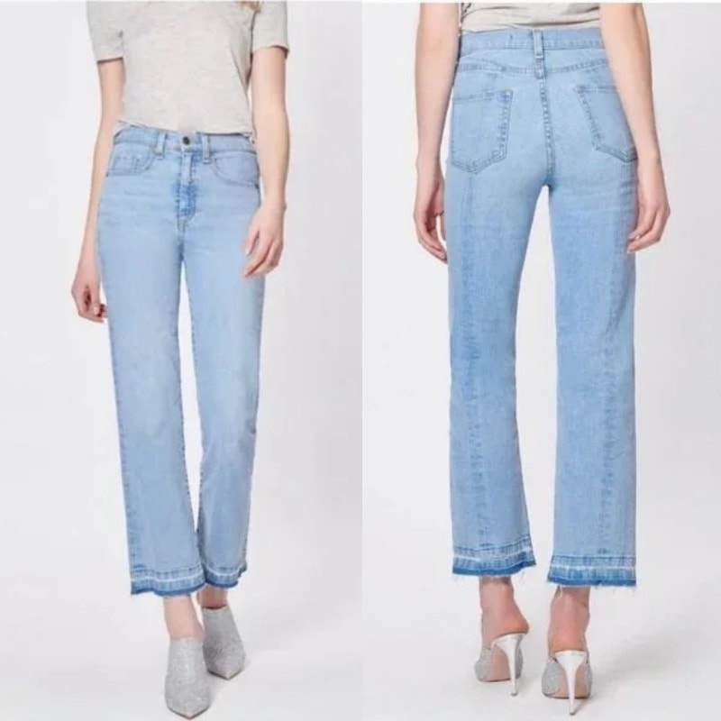 Veronica Beard Jackie 10 High Rise Straight Jeans Raw Hem Size 24