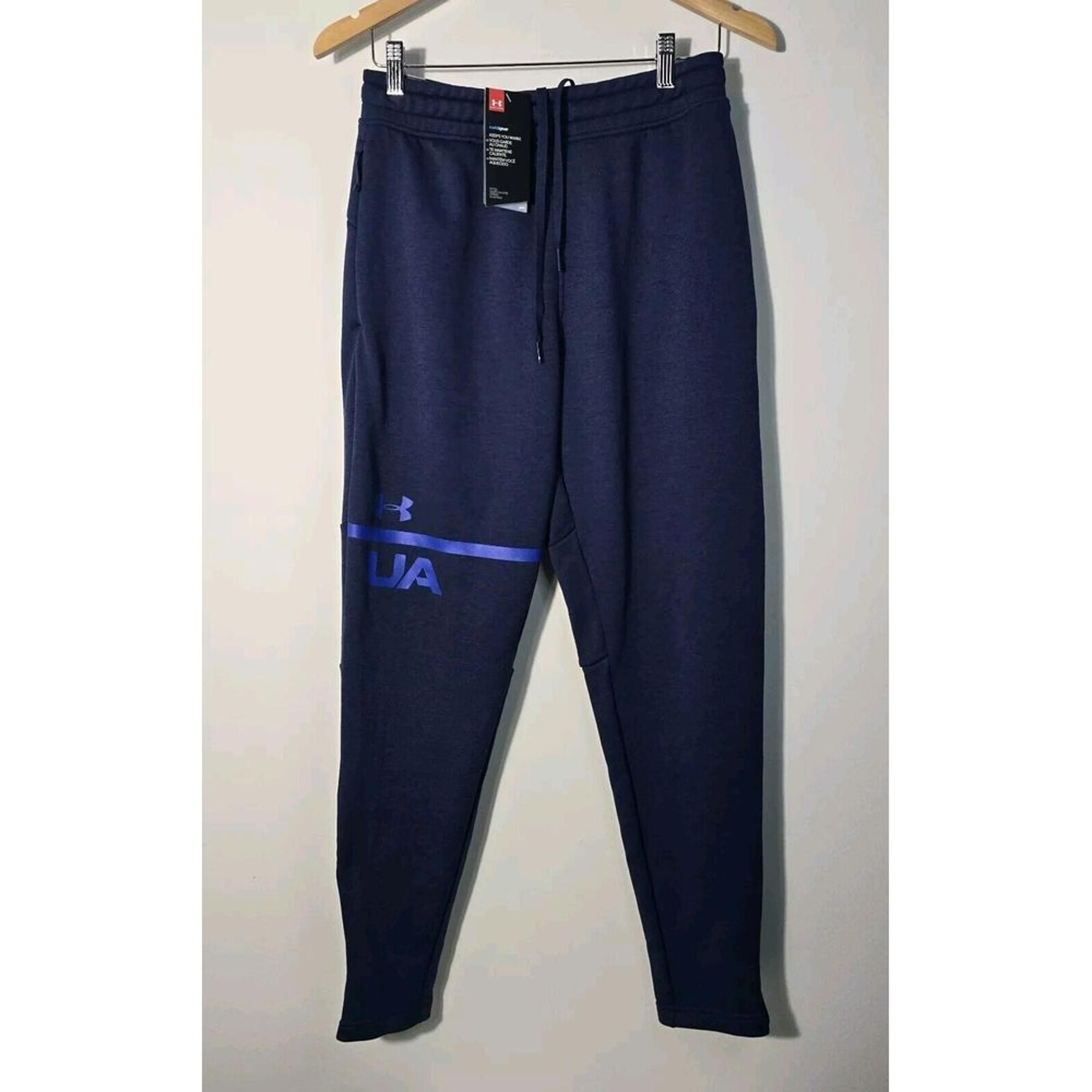 NWT UNDER ARMOUR UA MENS Unstoppable TAPERED Blue SWEATPANTS Coldgear Sz Medium