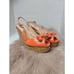 L.K. BENNETT Susie Orange Cork Patent Leather Designer Wedges Shoes Size 9.5