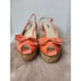 L.K. BENNETT Susie Orange Cork Patent Leather Designer Wedges Shoes Size 9.5