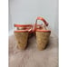 L.K. BENNETT Susie Orange Cork Patent Leather Designer Wedges Shoes Size 9.5