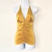 Marciano Women's Ruched Bodice Halter Strappy Back Sexy Top, Gold Size XS