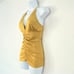 Marciano Women's Ruched Bodice Halter Strappy Back Sexy Top, Gold Size XS