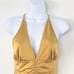 Marciano Women's Ruched Bodice Halter Strappy Back Sexy Top, Gold Size XS