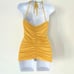 Marciano Women's Ruched Bodice Halter Strappy Back Sexy Top, Gold Size XS