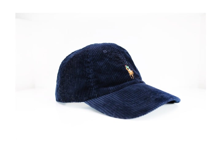 POLO RALPH LAUREN SIGNATURE PONY CORDUROY BASEBALL/GOLF CAP HAT DARK NAVY