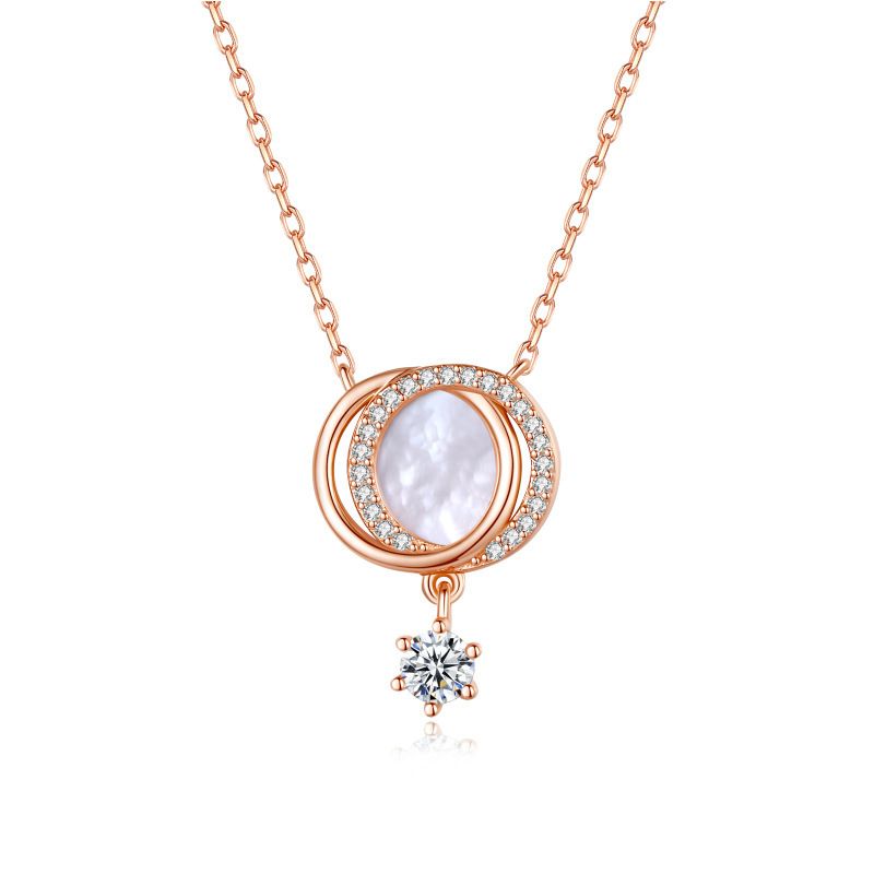 S925 sterling silver necklace Women's mother of pearl shell night coming double