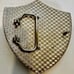Belt Buckle Shield Shape White Enamel With Cross Design - Rhinestone Accents