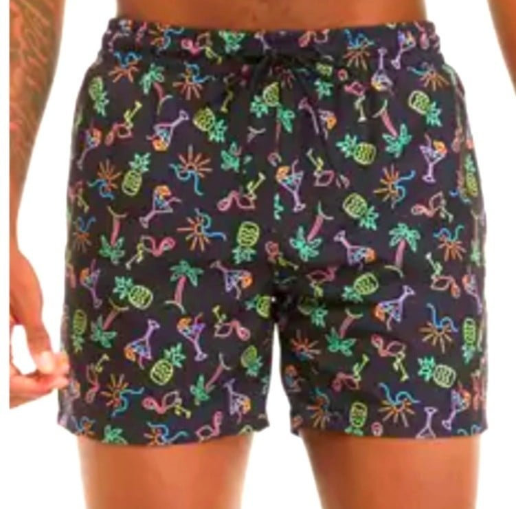 •SOLD• NWT Cabana by Crown & Ivy Neon Aloha Men's Swim Trunks.