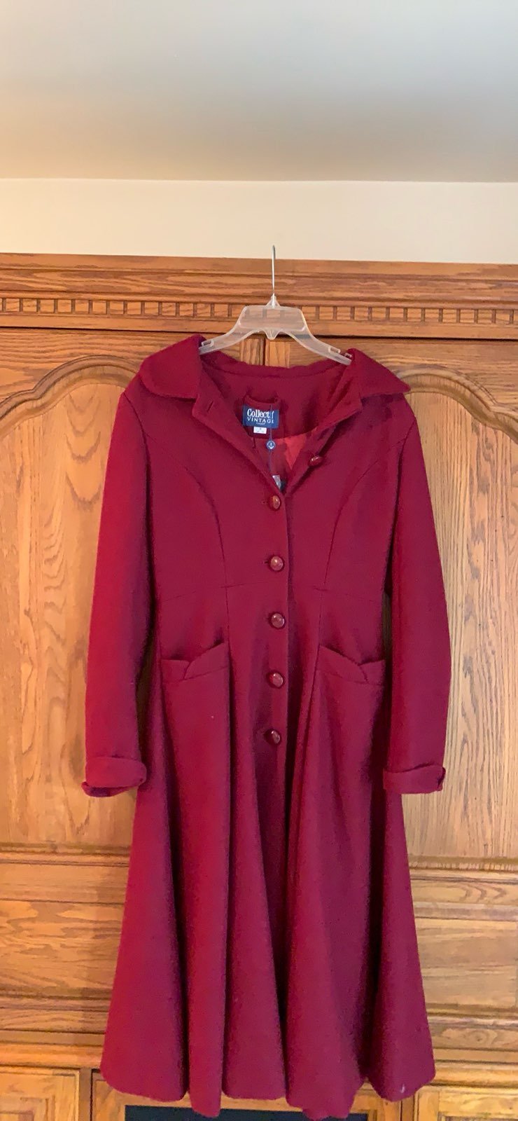 Collectif Village Long Deep Red Peacoat