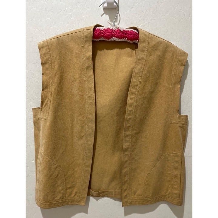 Vintage Mollie Parnis Saks 5th Ultrasuede Creme Colored Vest 2 Pockets