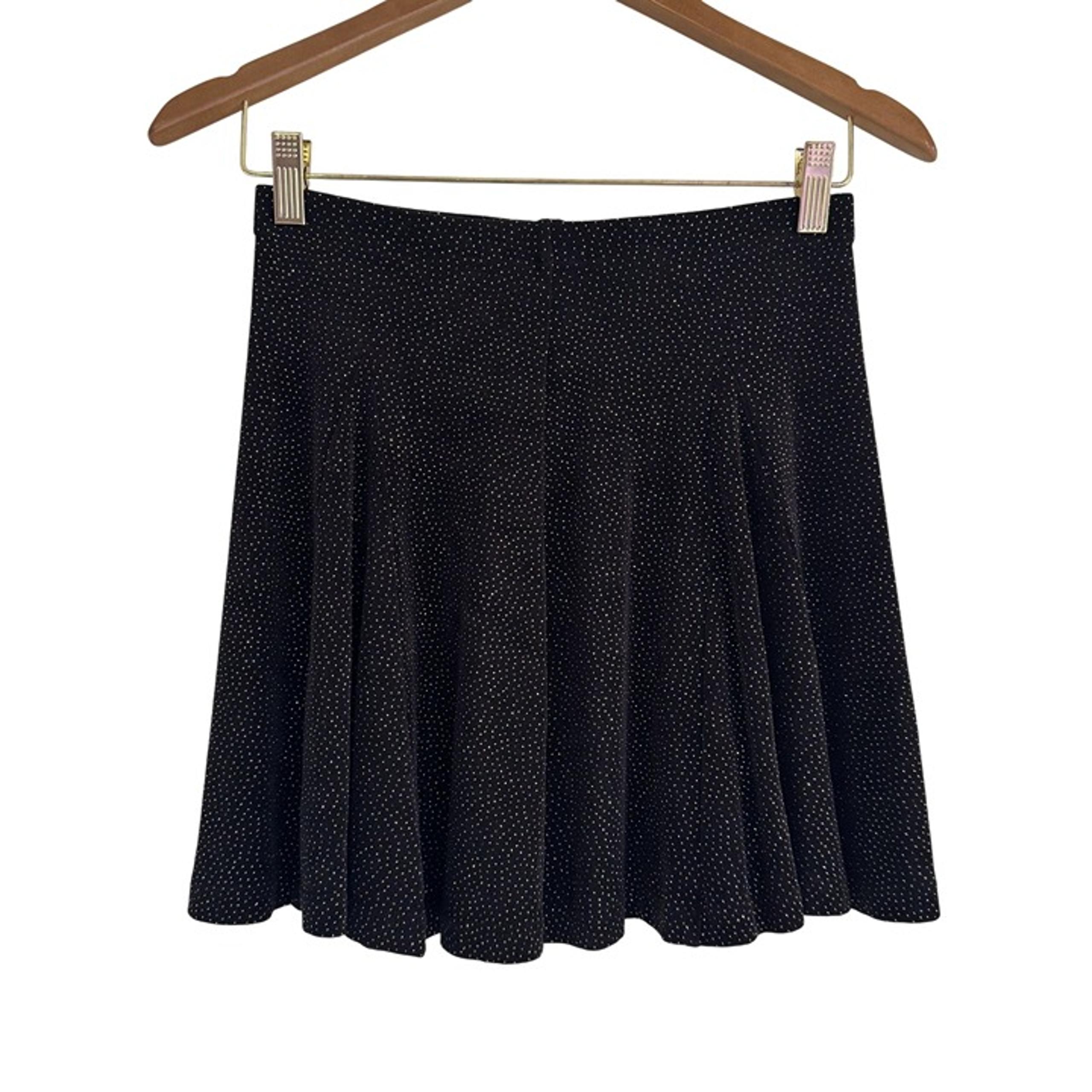 Vintage Y2K 90s Black & Gold Glitter Punk Label Mini Skirt Size S - Betsey Johnson