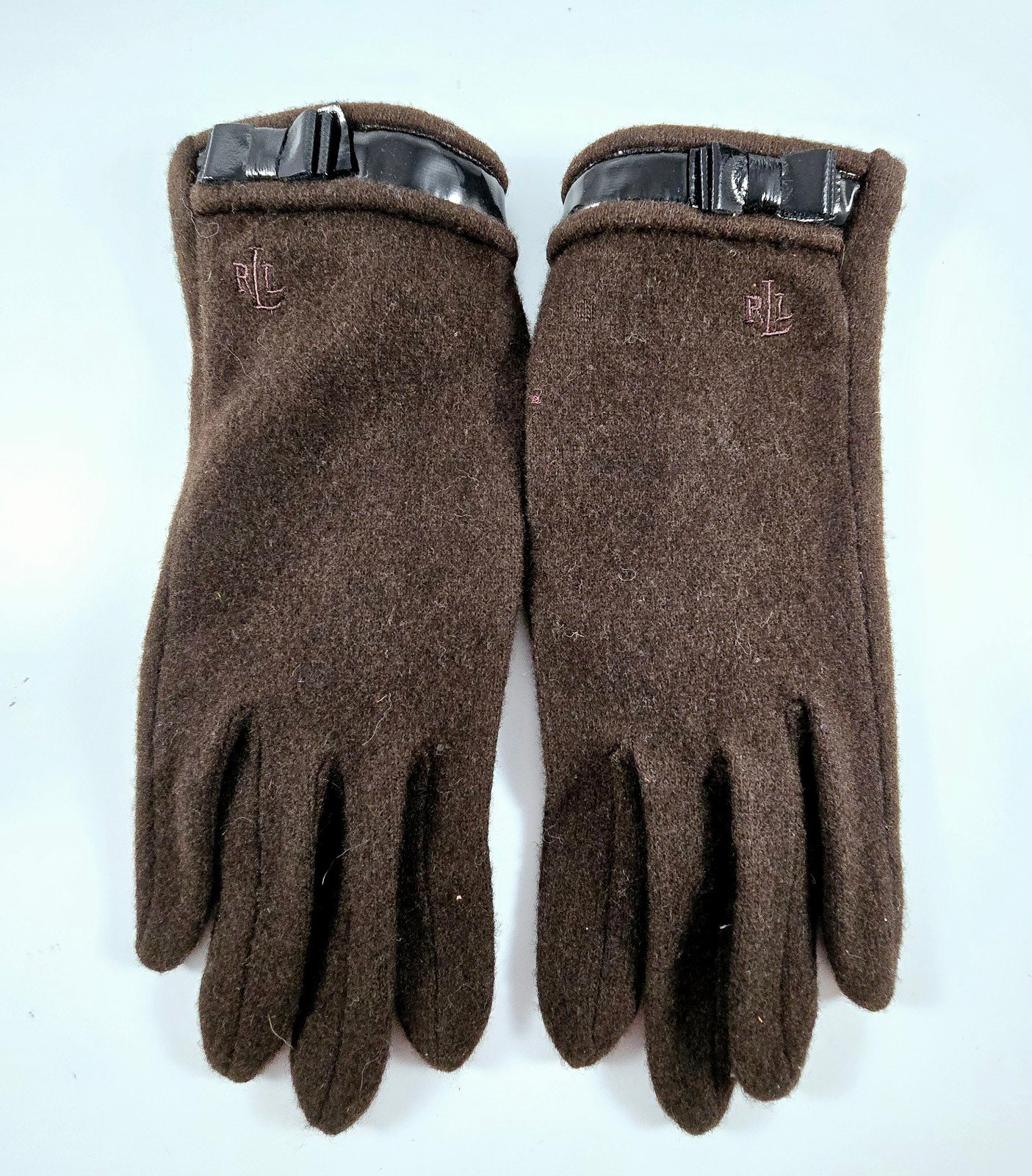 VTG Lauren Ralph Lauren Gloves Wool Cashmere Blend Womens Sz Large Brown