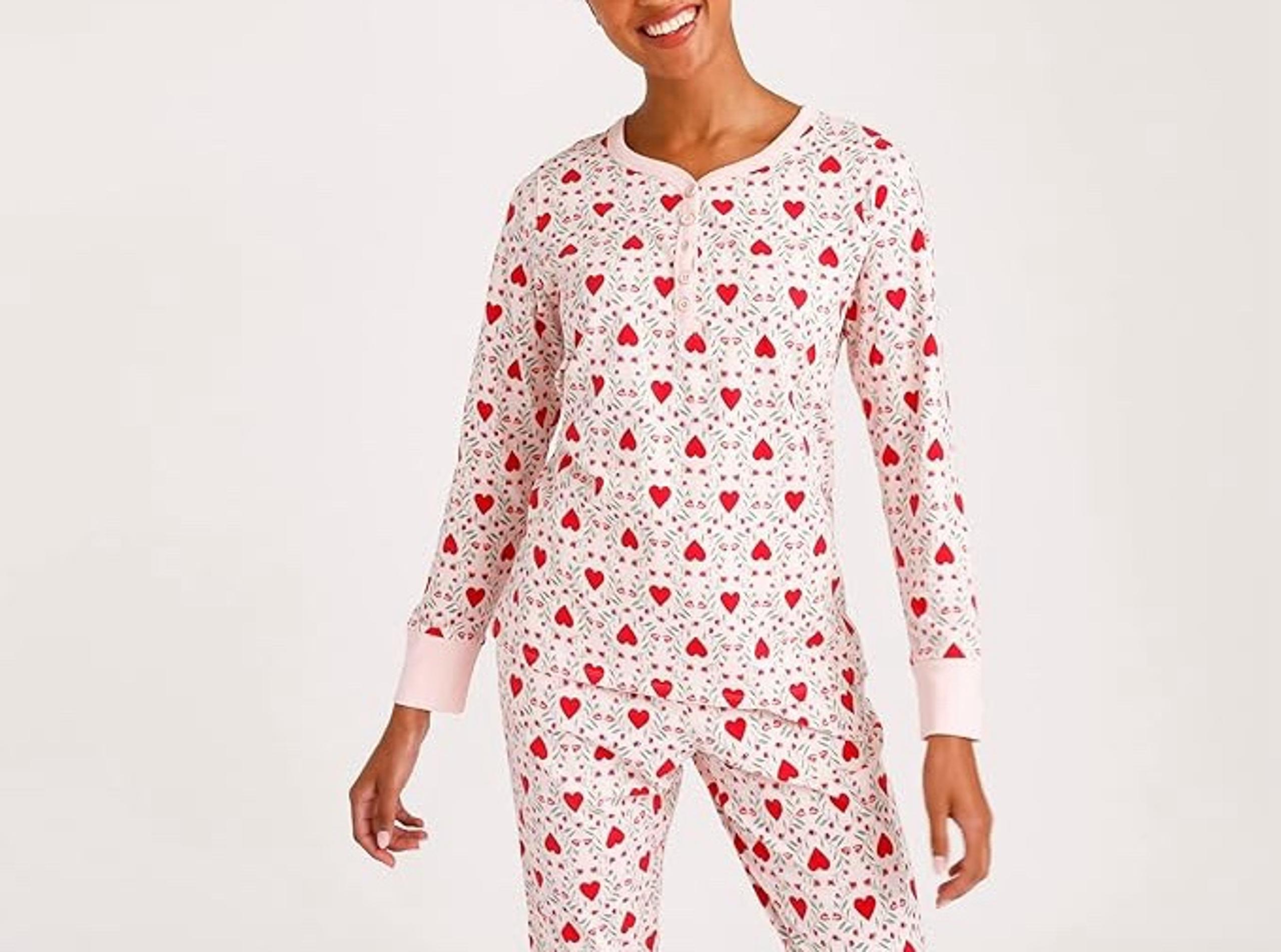 NEW 2 Piece Set Vera Bradley Imperial Hearts Pink Red Print Pajamas Women's XS