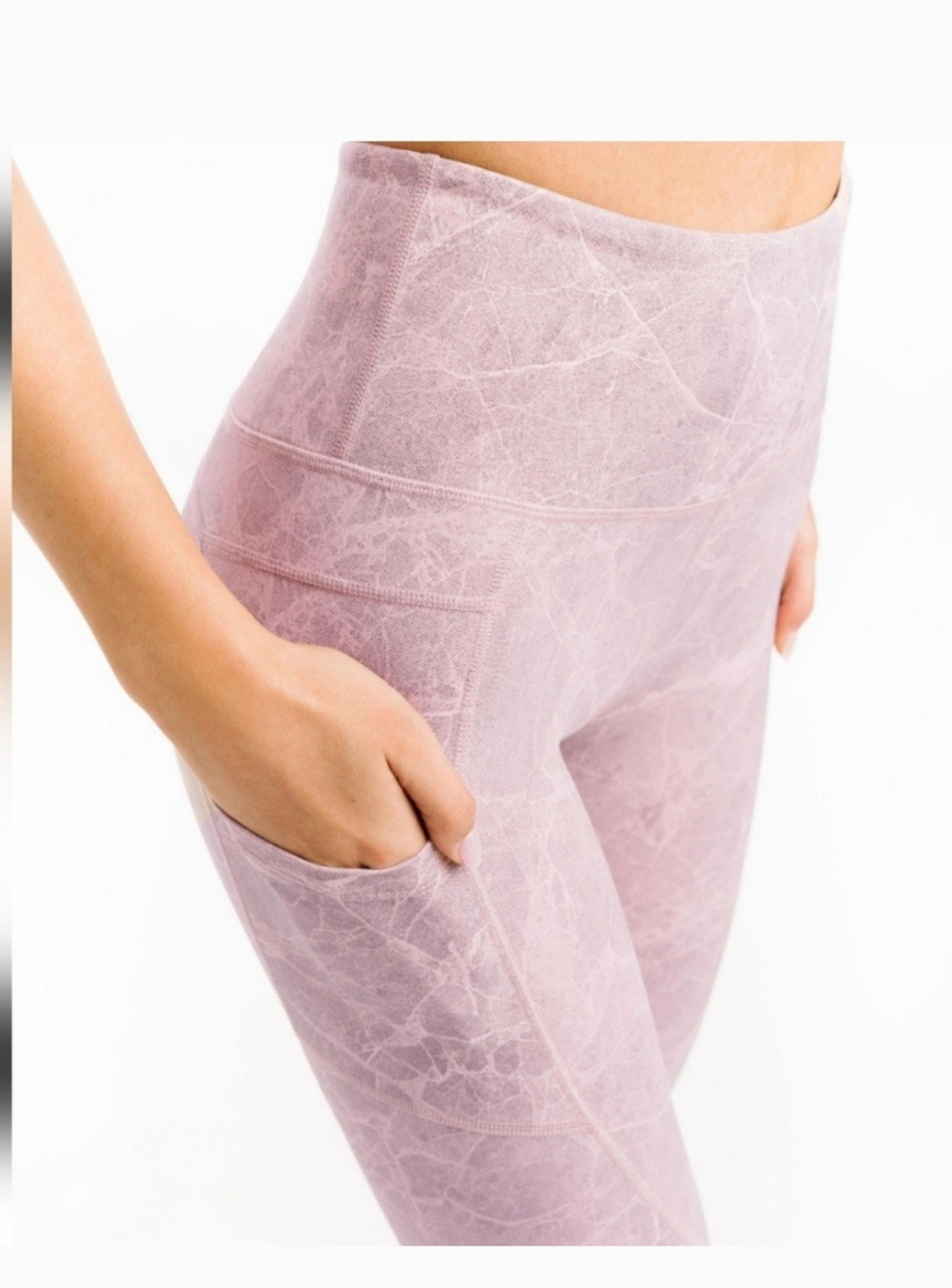 Zyia Pink Digital Granite Pocket Light N Tight Leggings Size 4 Tummy Control