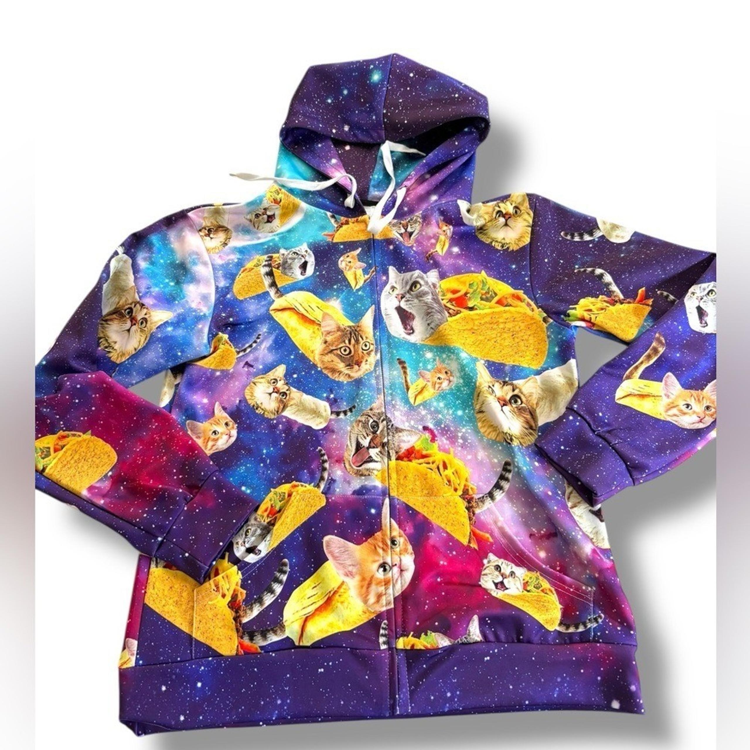 Taco Cat full zip Hoodie - size L - polyester spandex - unbranded