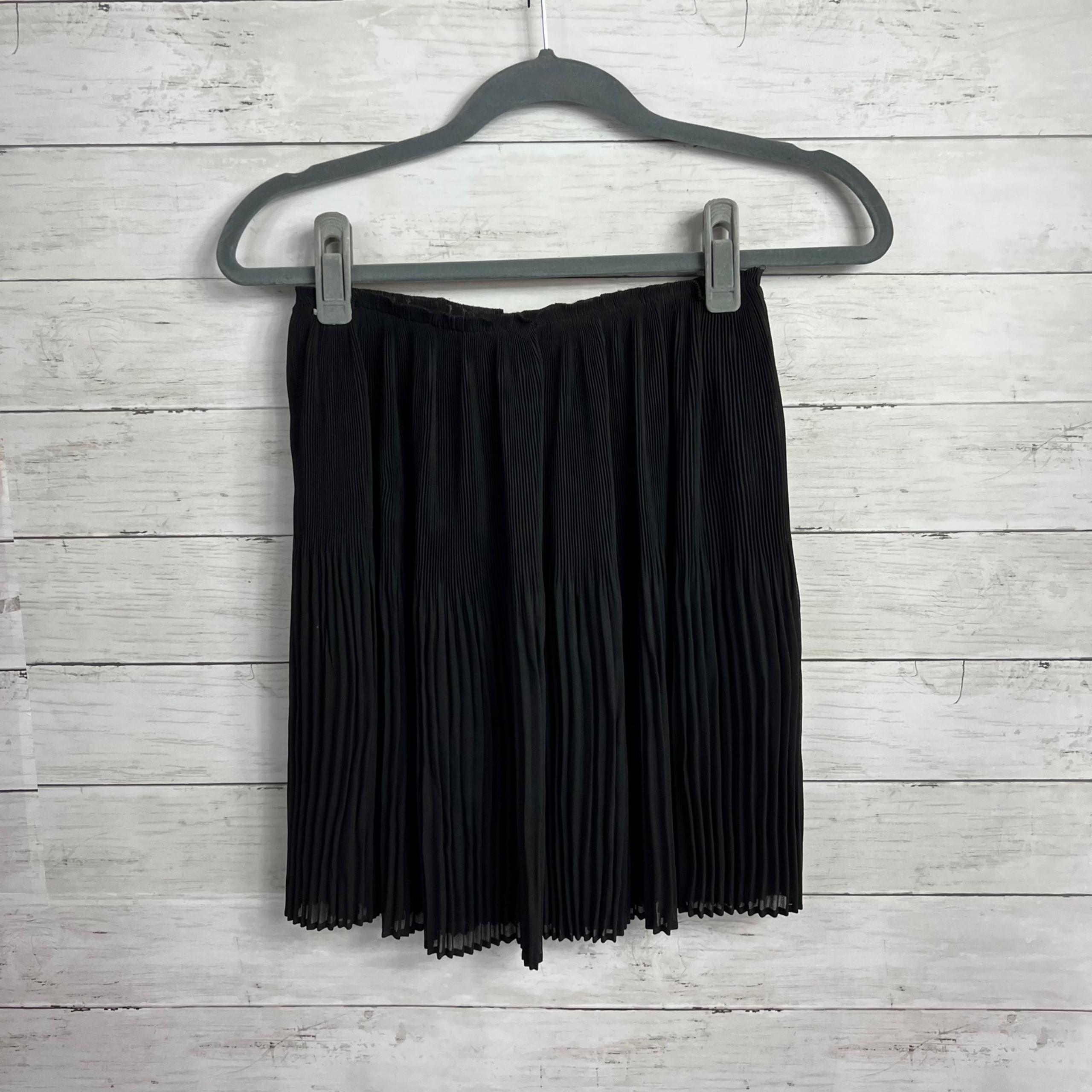 H&M Black Frilly Pleated Midi Skirt
