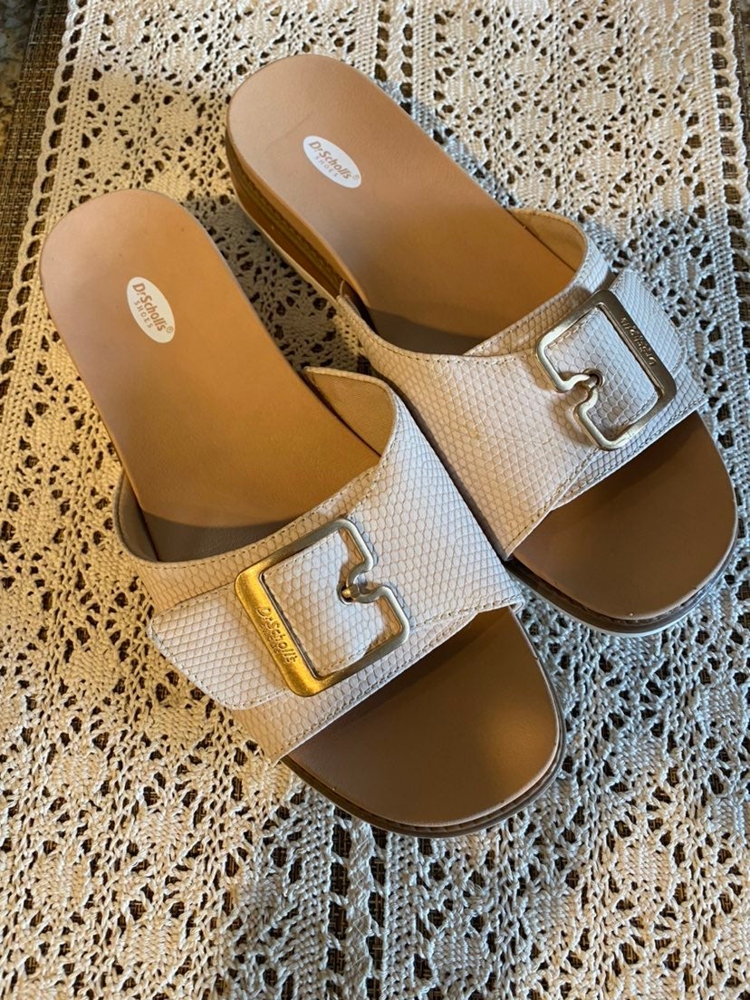 Scholl Glam SS 2 Bronze Rose Gold Bioprint Footbed Strap Adjustable Buckle Dr Scholl Glam SS 2 Bronze Rose Gold Bioprint Footbed Strap Adjustable Buckle Dr