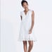 NWT Madewell Eyelet Garden Dress White Cotton Ruffle Shoulder V-Neck Size Medium