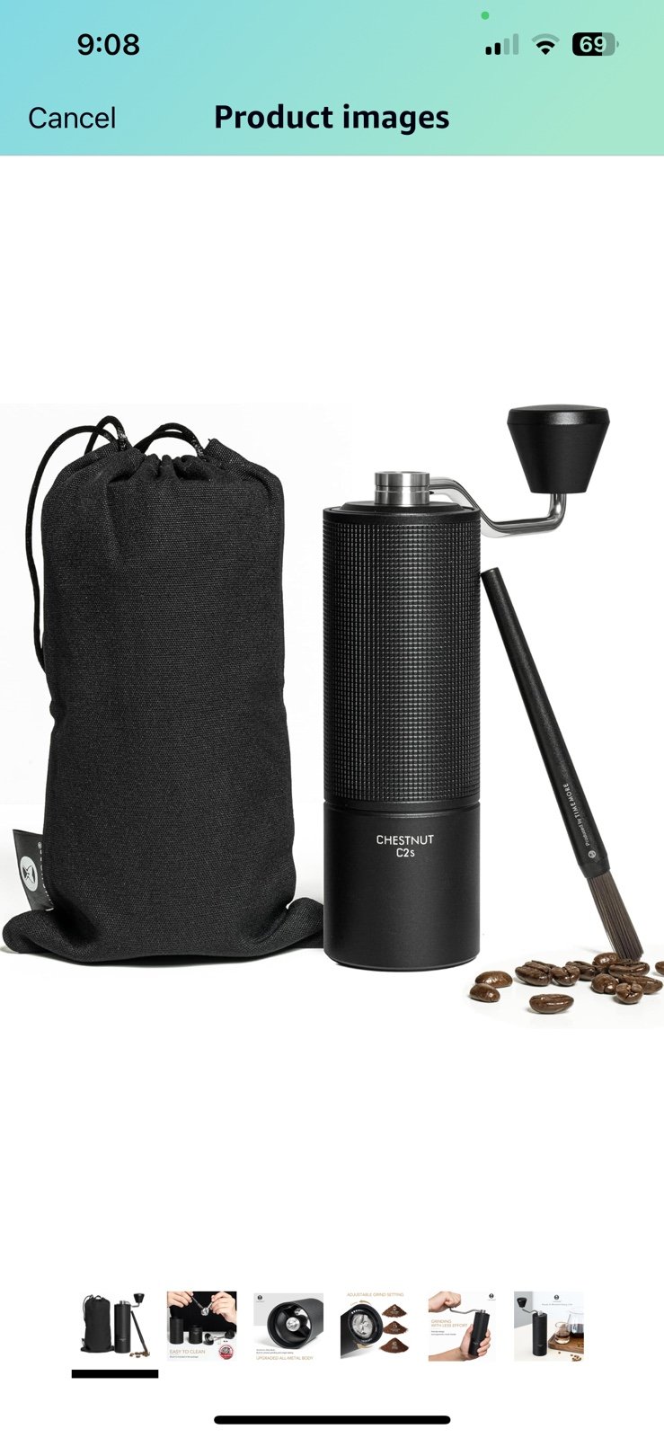 Chestnut C2S Manual Coffee Grinder Capacity 25g with CNC Stainless Steel Conical