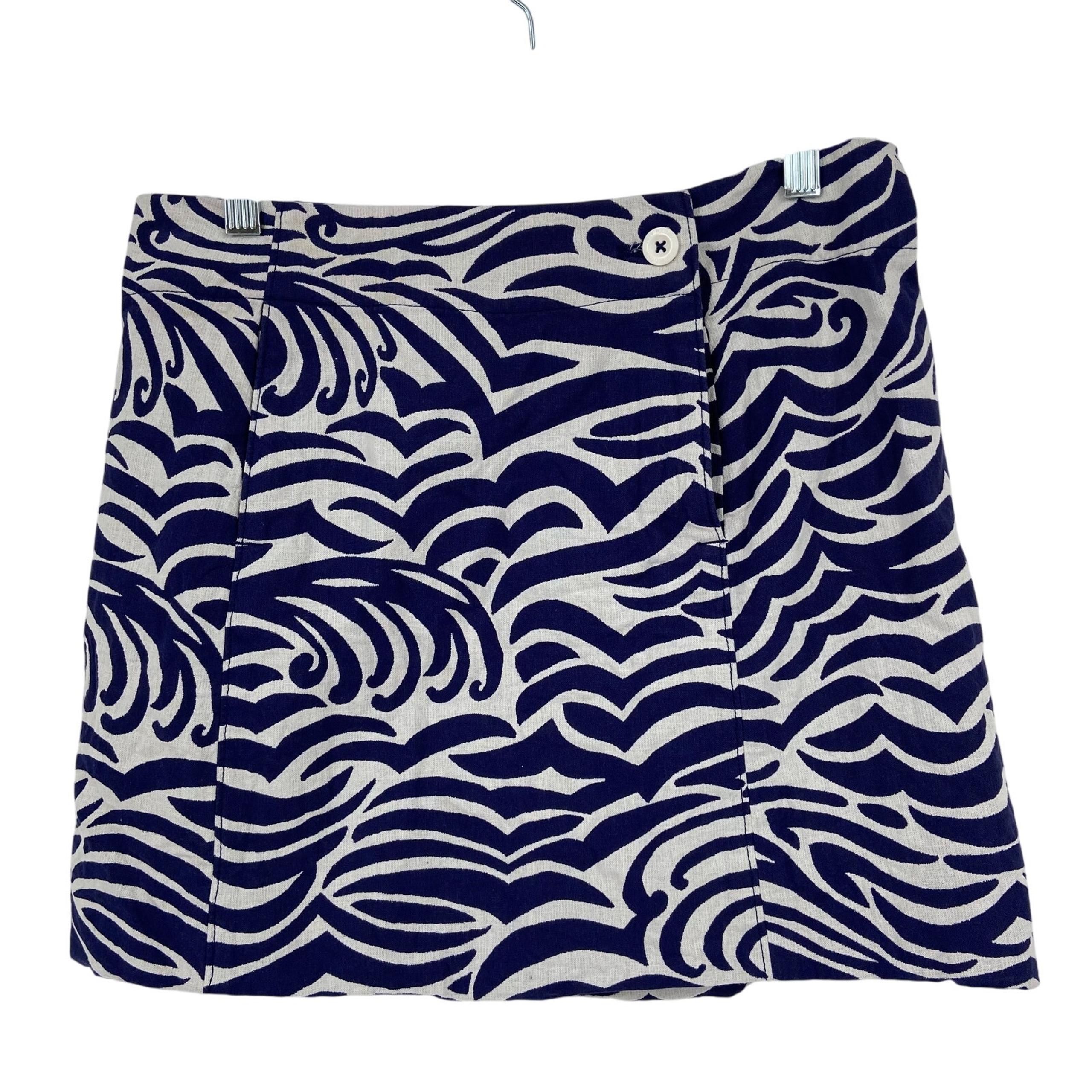Lilly Pulitzer Mini Skirt Women's Size 4 Blue White Print Lined Cotton