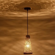 Set of 3 Ahaloye Mini Boho Woven Pendant Lighting, Farmhouse Brown - New In Box