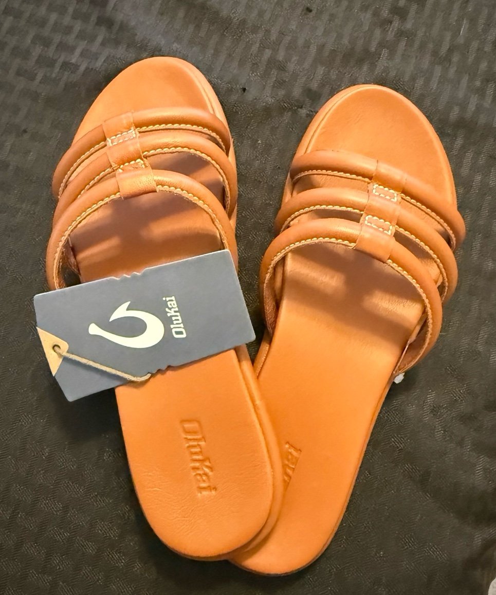 Olukai Tiare Slip on Slide Brown  Sandals Size 9