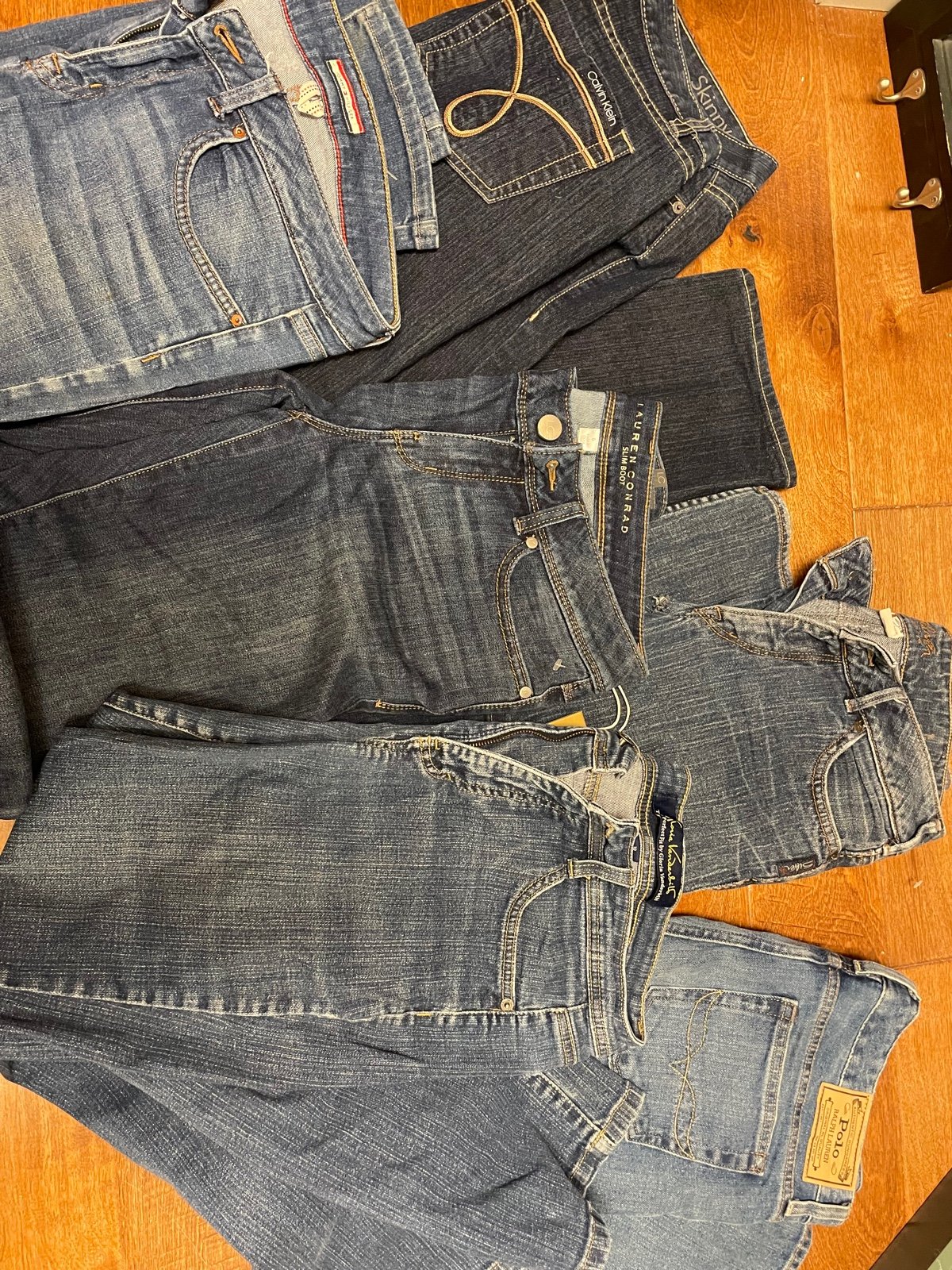 Multiple designer jeans