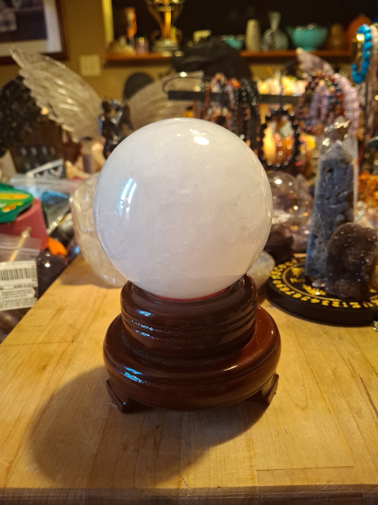 Snow white Jade sphere