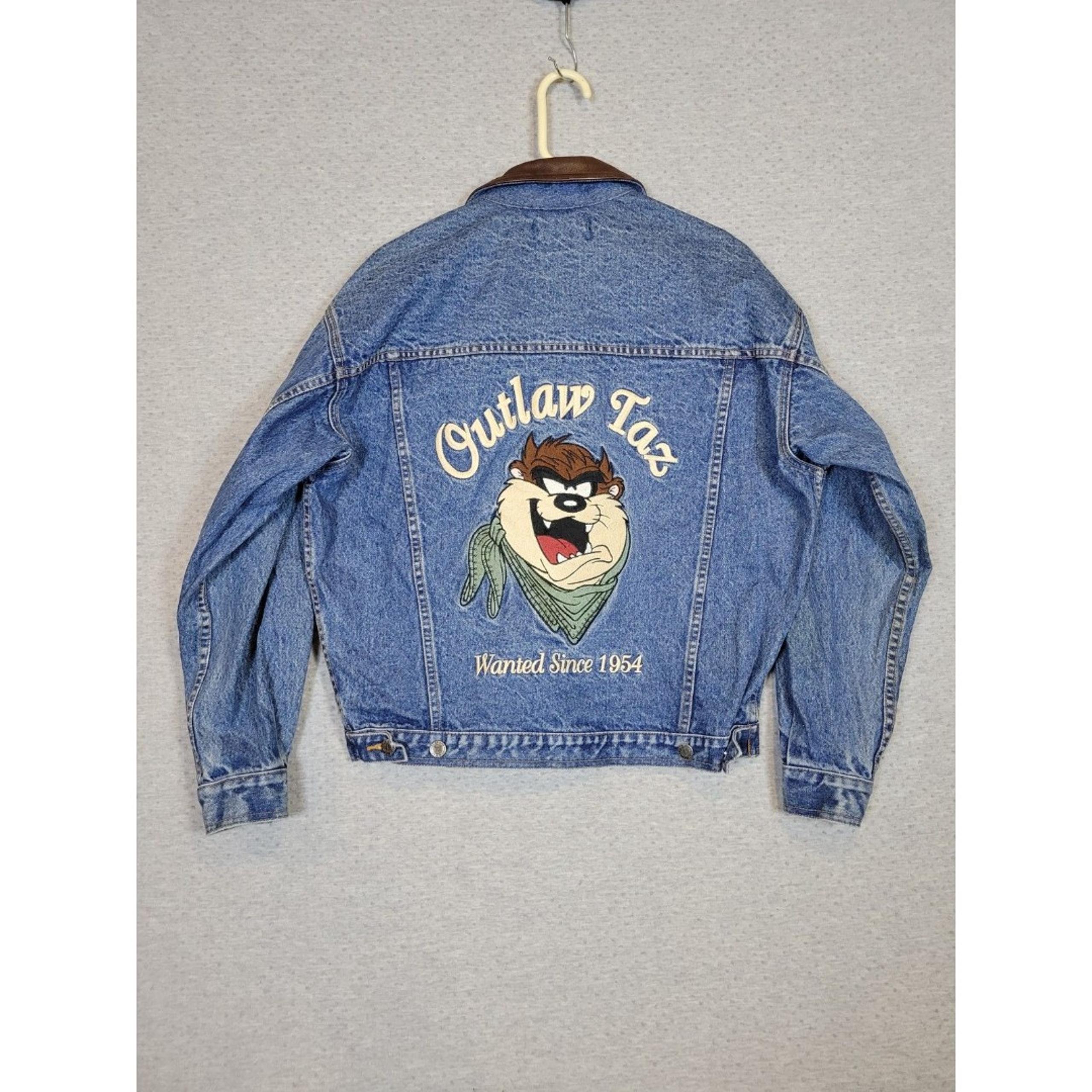 VTG 90s Warner Bros. Studio Outlaw Taz Denim Jean Jacket Unisex Small / Large
