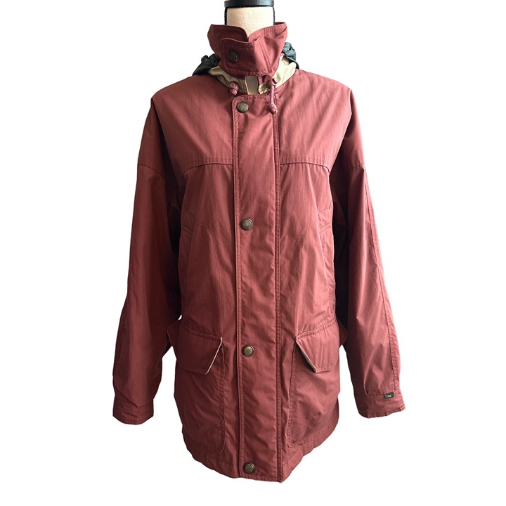 London Fog Coat Burgundy Thinsulate Mid Length Removable Liner Hood Medium