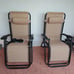 Set of 2 Adjustable Zero Gravity Lounge Chair Recliners w/Cup Holders Tan