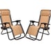 Set of 2 Adjustable Zero Gravity Lounge Chair Recliners w/Cup Holders Tan