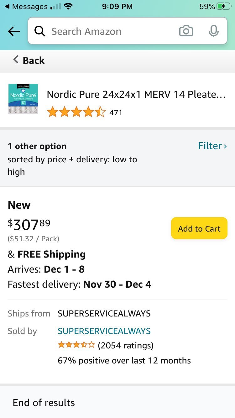 Nordic Pure AC Furnace Air Filters- 6