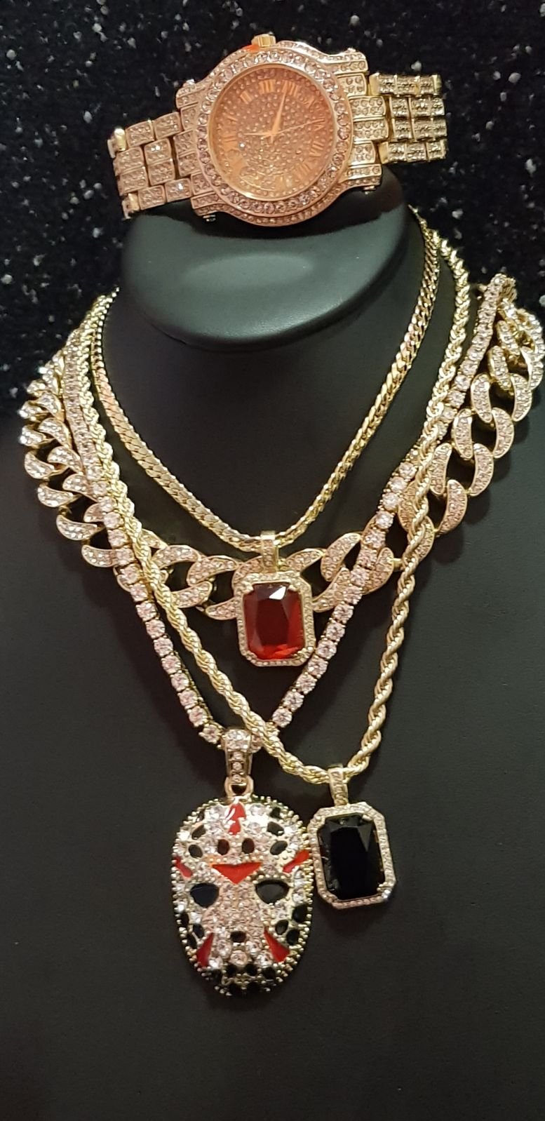 14K GOLD PLATED ICED OUT WATCH CHAINS