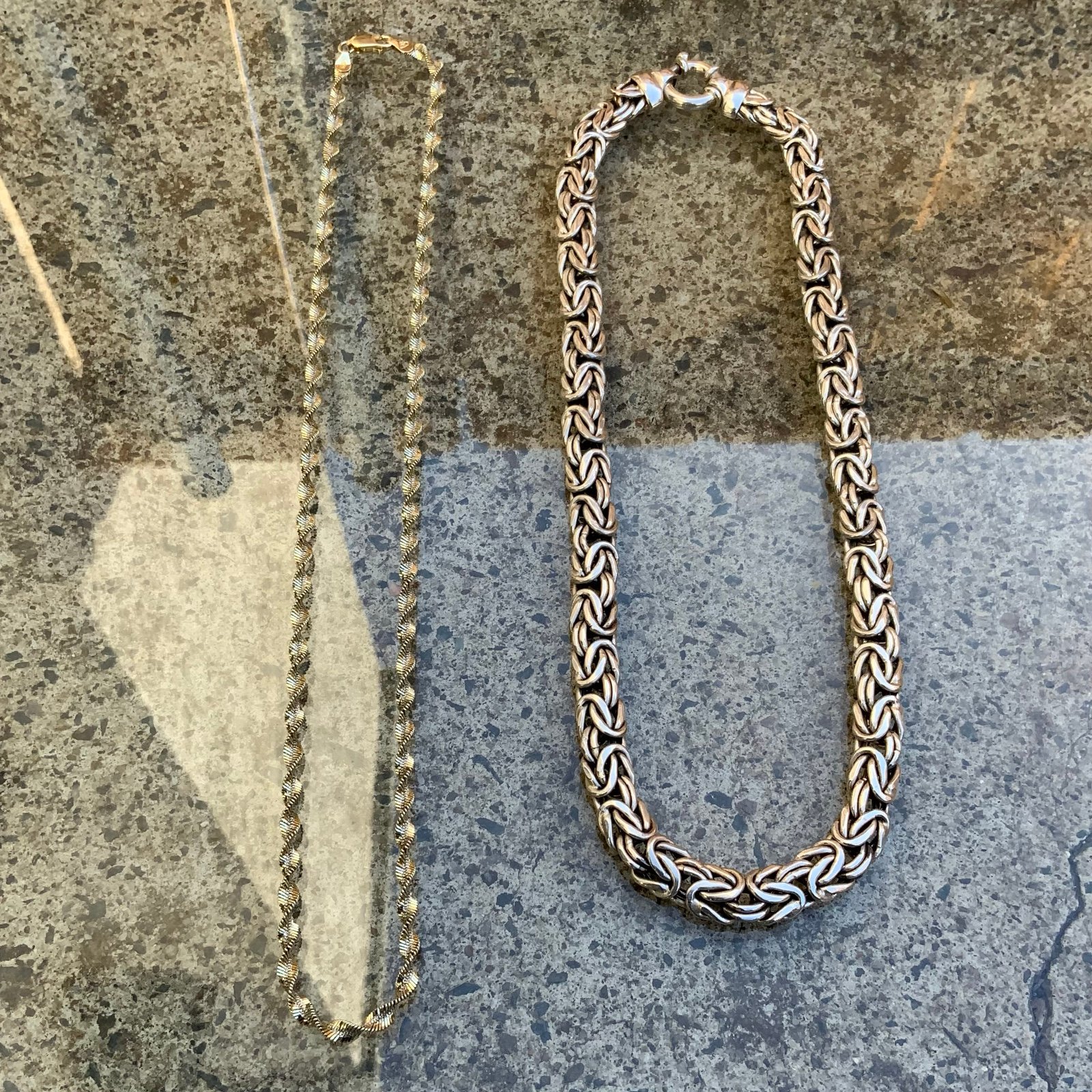 Vintage 925 Italian Sterling Silver Chain Necklace Bundle - Lot of 2