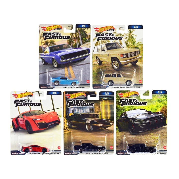 Fast & Furious 2023 5 piece Set B Diecast Model Cars by Hot Wheels