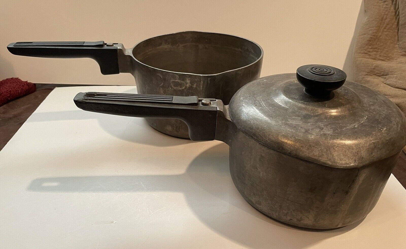 Vintage Wagner Ware Magnalite 3 and 2 Quart Saucepan SET One Lid Pot Pan