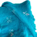Vintage Knit Cross Stitch Floral Blue Fringe Hem Throw Blanket