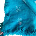 Vintage Knit Cross Stitch Floral Blue Fringe Hem Throw Blanket