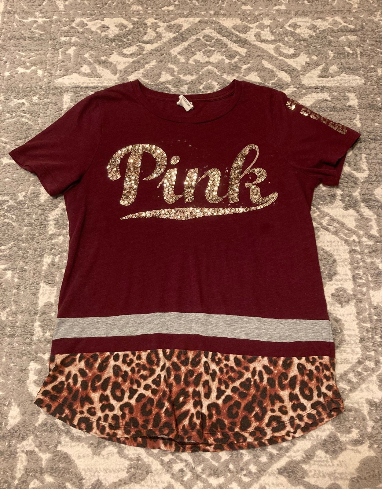 Vs pink shirt with bling and cheetah print